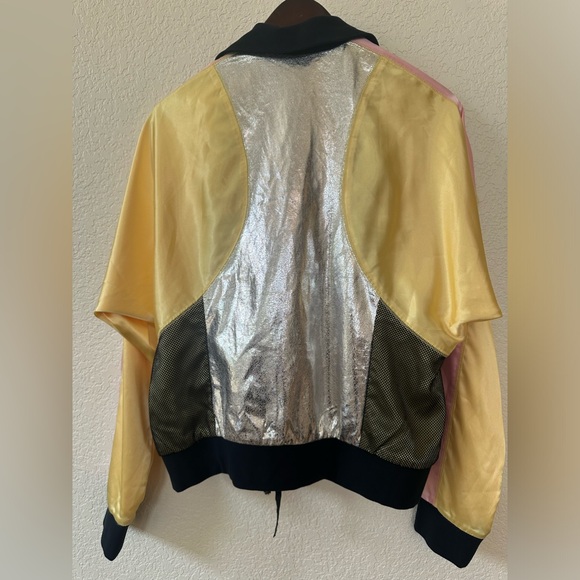 Kira Plastinina Colorful Gorpcore Front Zip Jacket SZ FR 44 US L 10-12 Metallic - Picture 5 of 8